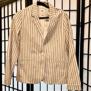 Gap Linen Blue Stripe Blazer EUC Size 12